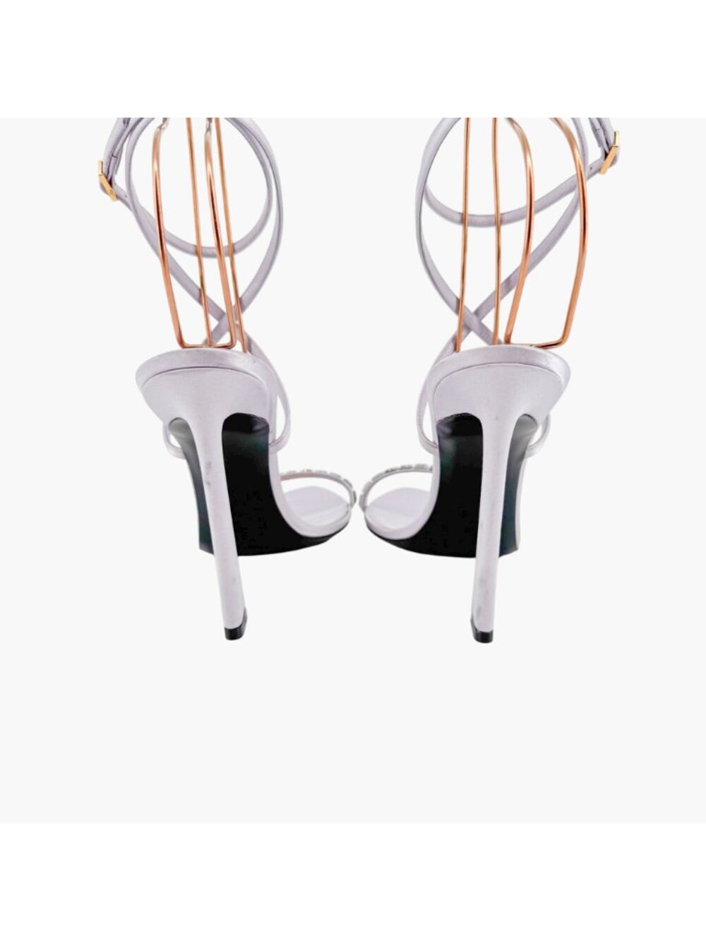 Saint Laurent Gippy Crystal Sandals EU 39.5 US 9.5 Lilac Purple Satin High Heels - Picture 6 of 13